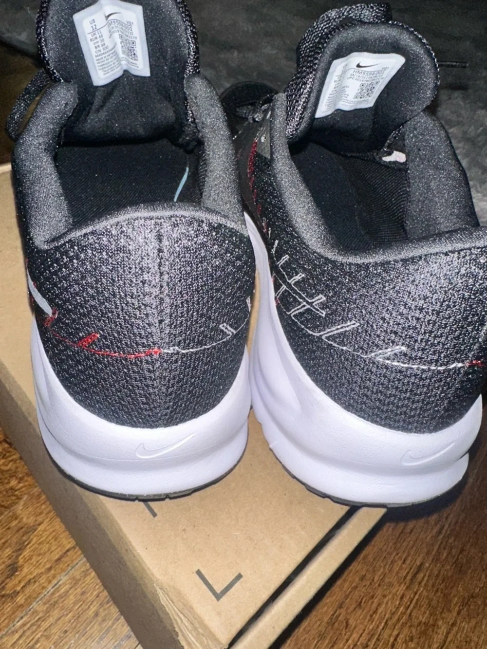 Nike Men’s Black Sneakers with Red Gray and White Accents - NEW Size 12
